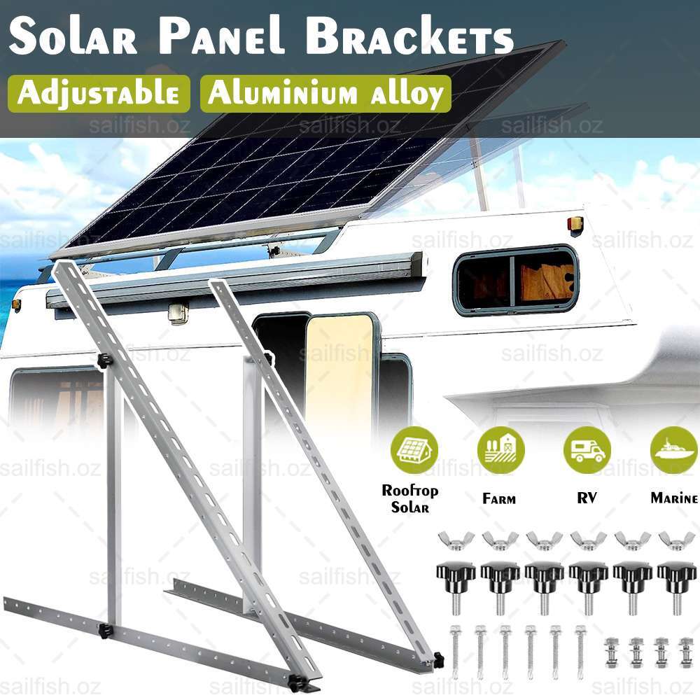 Solar Panel RV Tilt Mount Brackets Ground Roof Flat Surface Adjustable Foldable