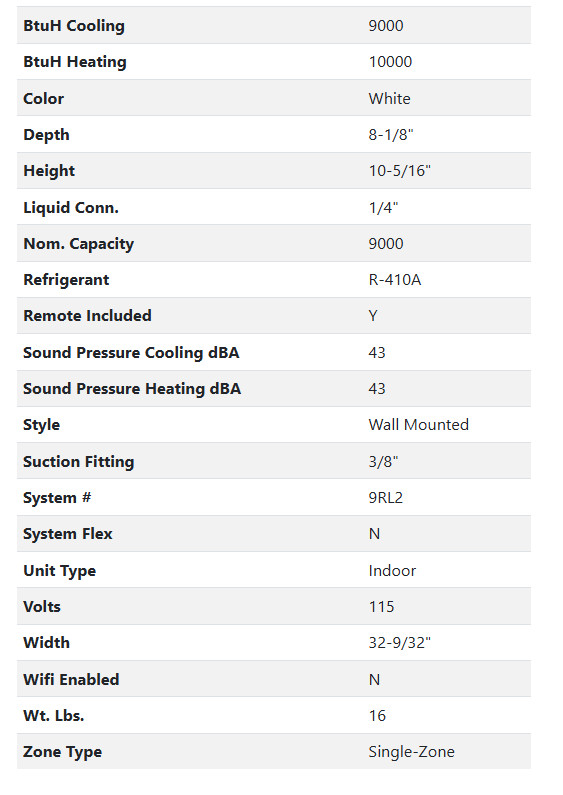 B73-678 ASU9RL2 MINI-SPLIT HEAT
