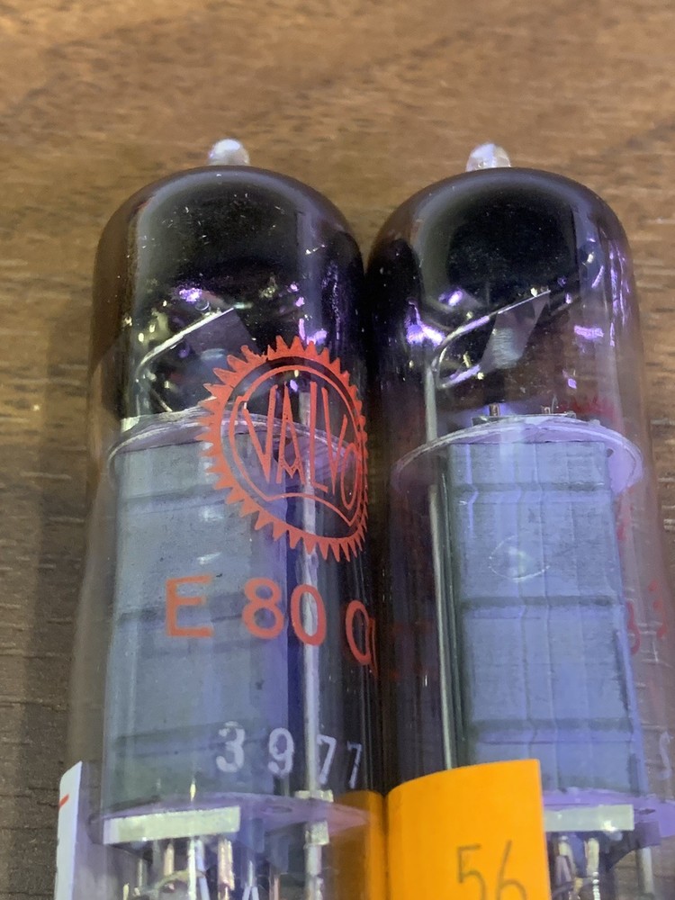 1xE80CC/6085 Valvo Foil D Getter, Wk2 Code 1956, Pinched Waist, Welded Plate,NOS