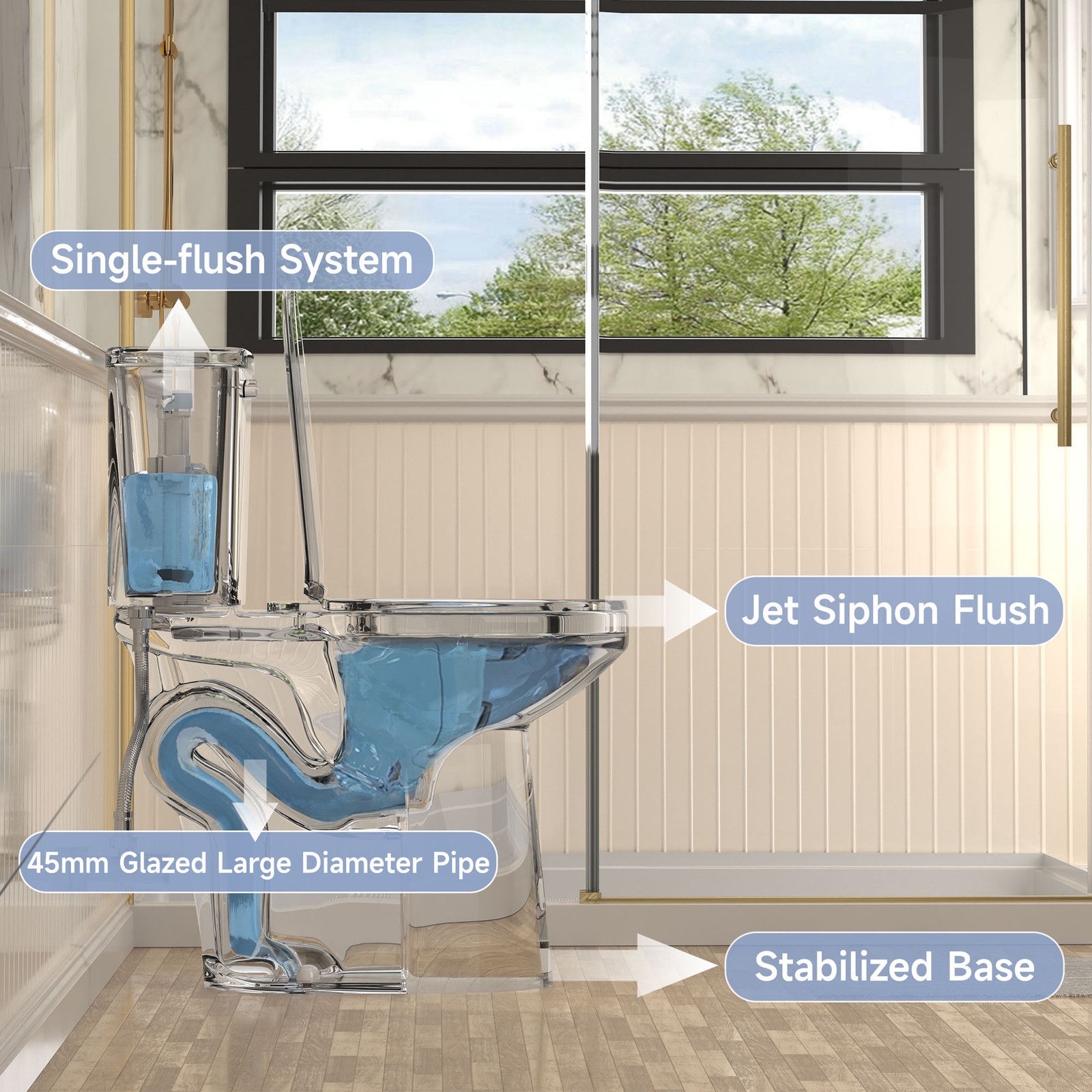 21" Extra Tall Elongated Two Piece Toilet 1.28 GPF for Seniors Tall Person Black