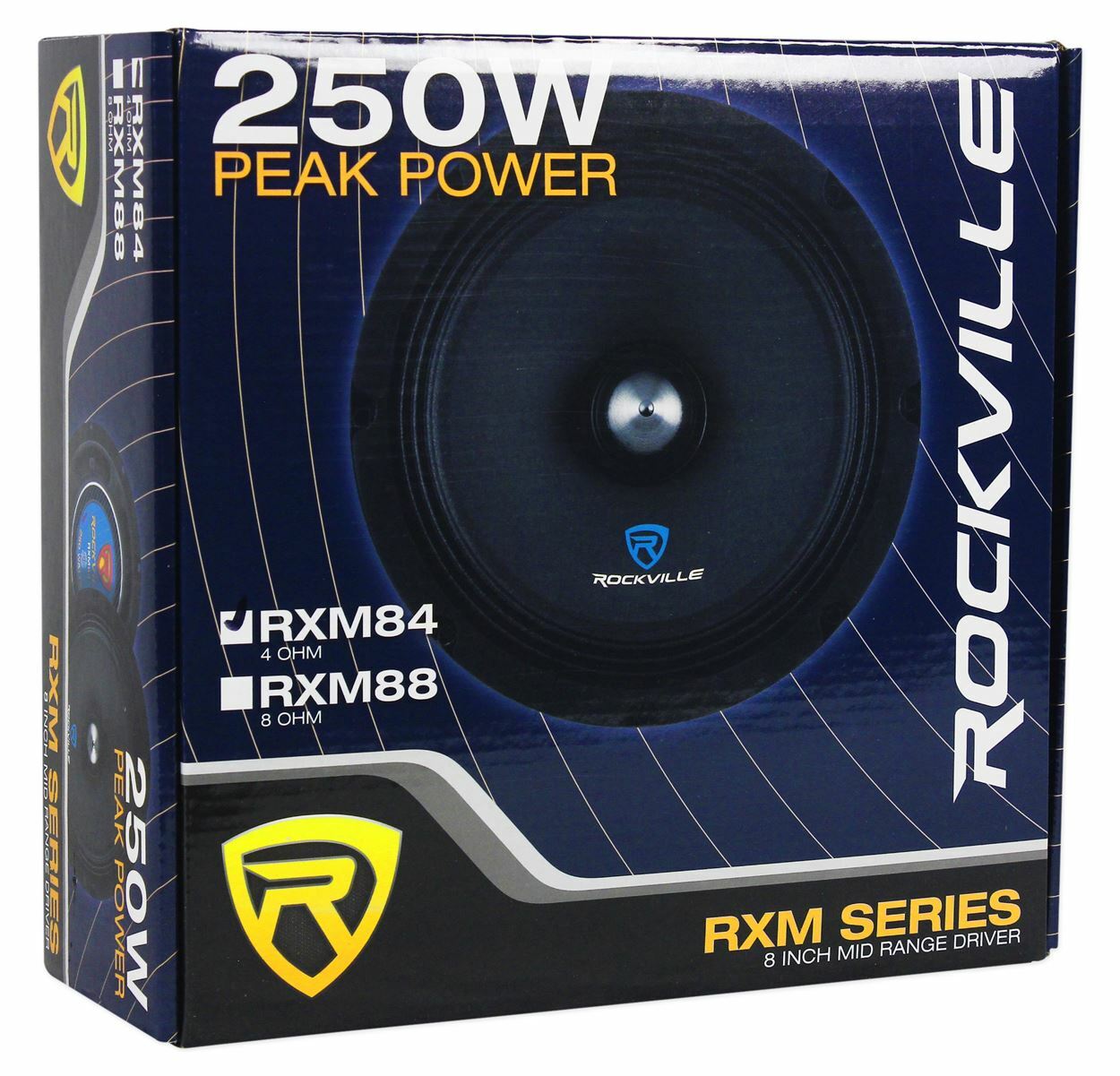 Rockville RXM84 8" 250w 4 Ohm Mid-Bass Driver Car Audio Speaker