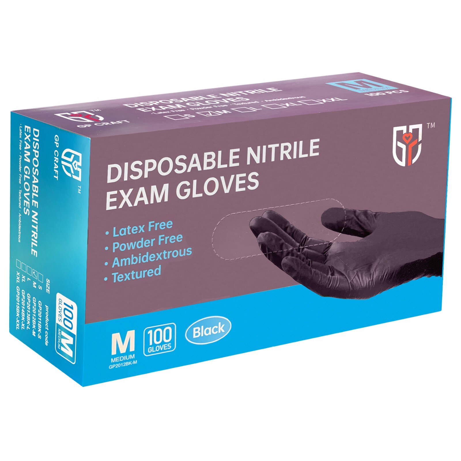 GP Craft Black 6Mil Nitrile Disposable Gloves Latex-Free (100/Count) XXL