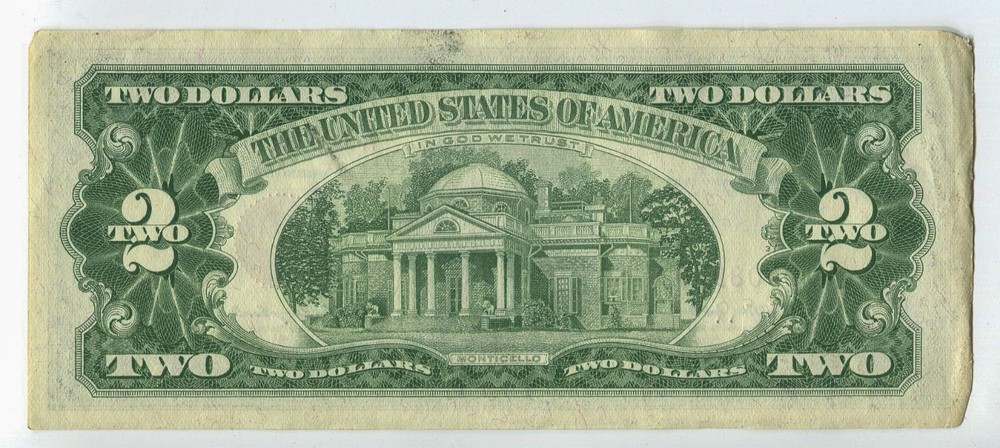 1963 $2 US Note Red Seal AU/UNC SM345