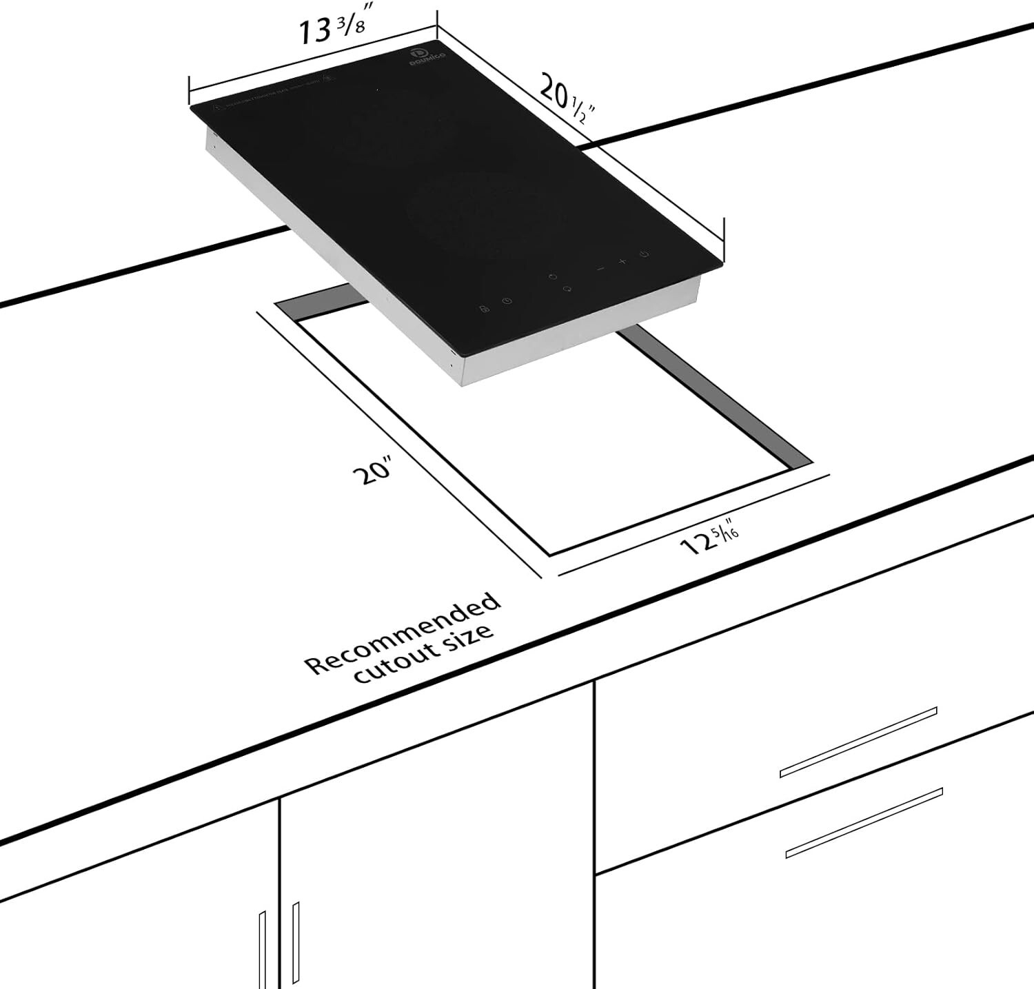 Doumigo Induction Cooktop, 2 Burner Electric Cooktop 120V Vertical Stove 1800W