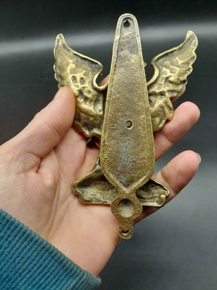 Antique cast solid brass eagle front door knocker 13.5 x 10.5cm #77