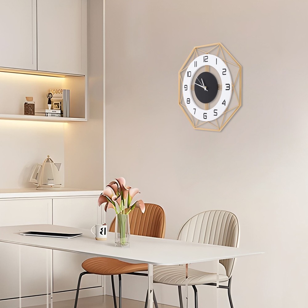 Decorative Wall Clock for Home- Noiseless Sweep Movement, High-Temp Baking Paint