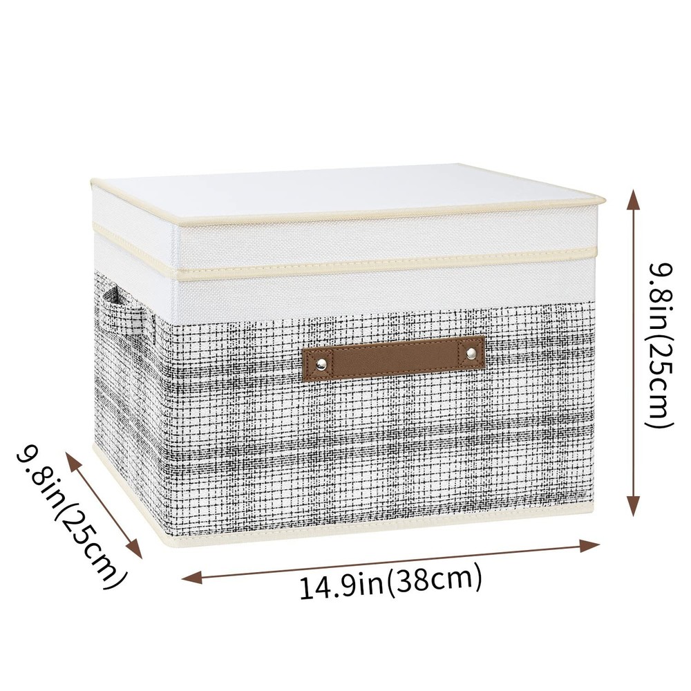 TYEERS Collapsible Storage Bins with Lids, Patchwork Design, Washable, Fabric...