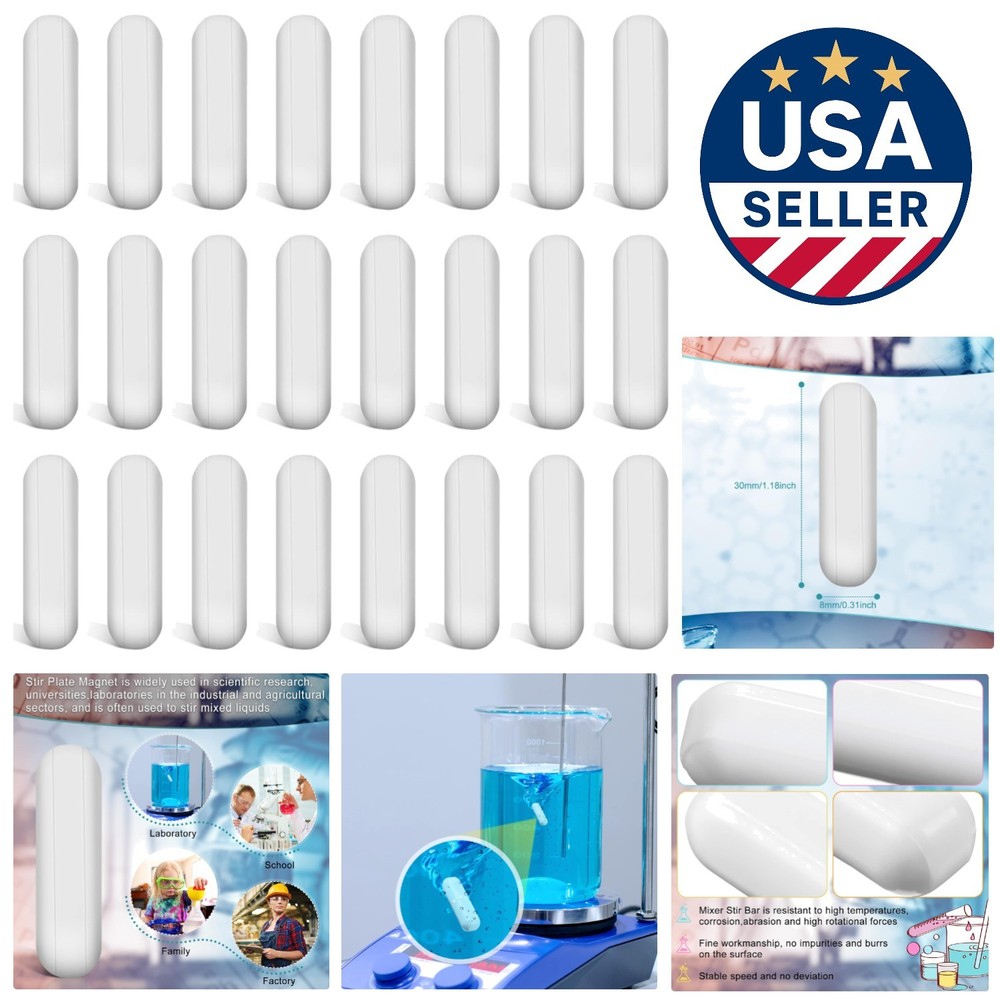 Professional 30mm PTFE Magnetic Stir Post – 24 Units for Efficient Mixing