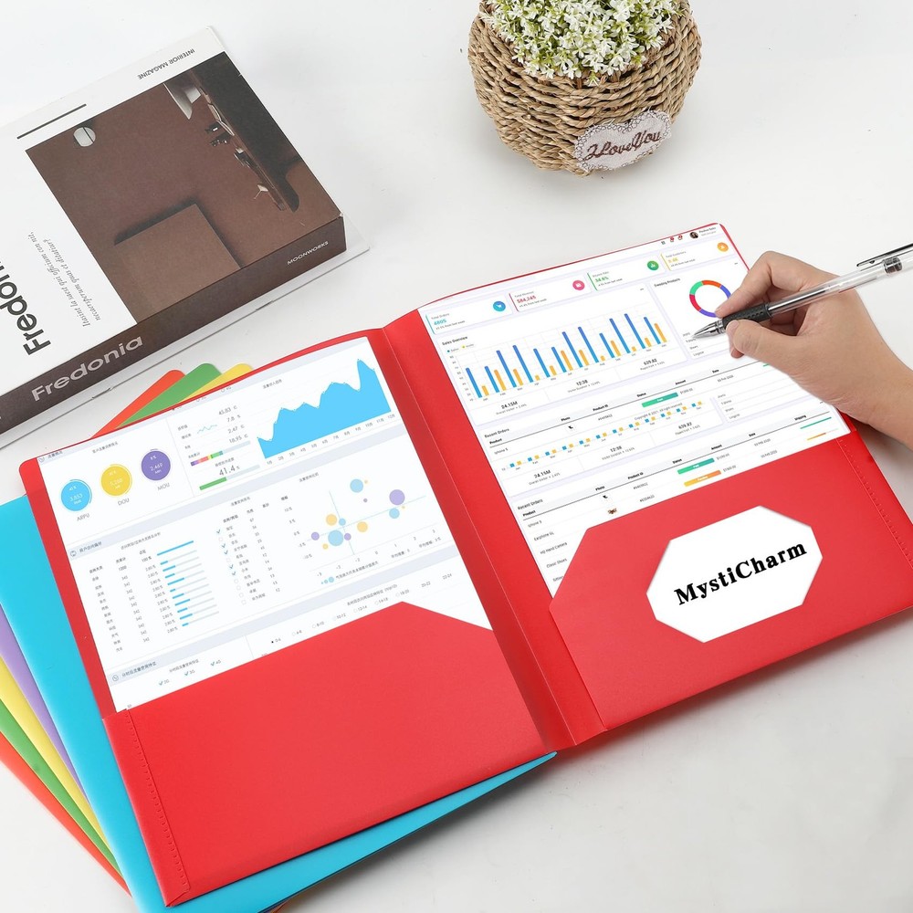 6 Pack 2 Pocket File Folders Documents Resume Portfolio Homework Paper Folder