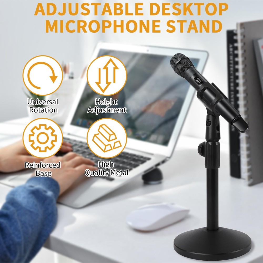 2 Sets Adjustable Desktop Mic Stand tabletop Mic Stand microphone desk stands...