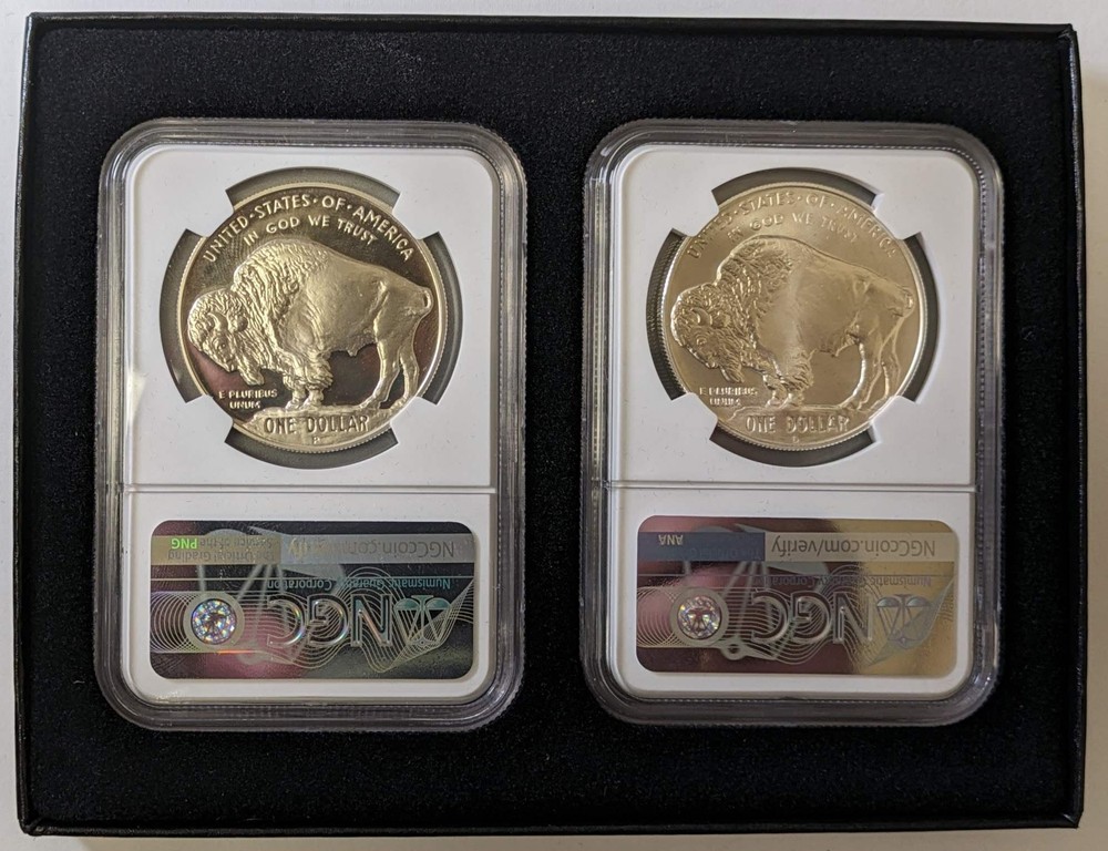2001 Two Coin Silver Buffalo Set NGC MS69