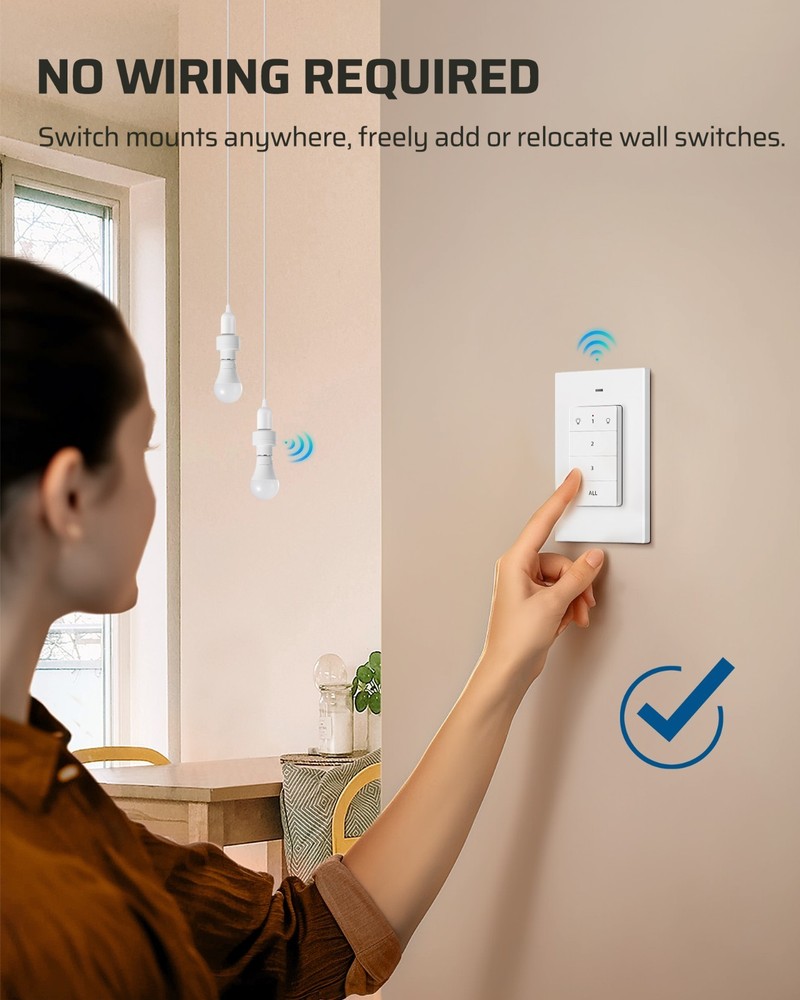 DEWENWILS Wireless Light Socket & Switch Kit, No Wiring, 100FT Range, ETL Listed
