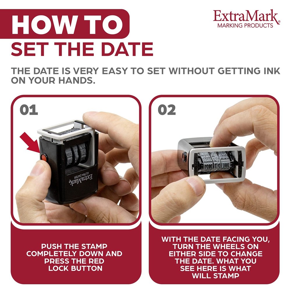 Super Dater Ink Stamp - Self-Inking Rubber Date Stamper - for Documents, Libr...