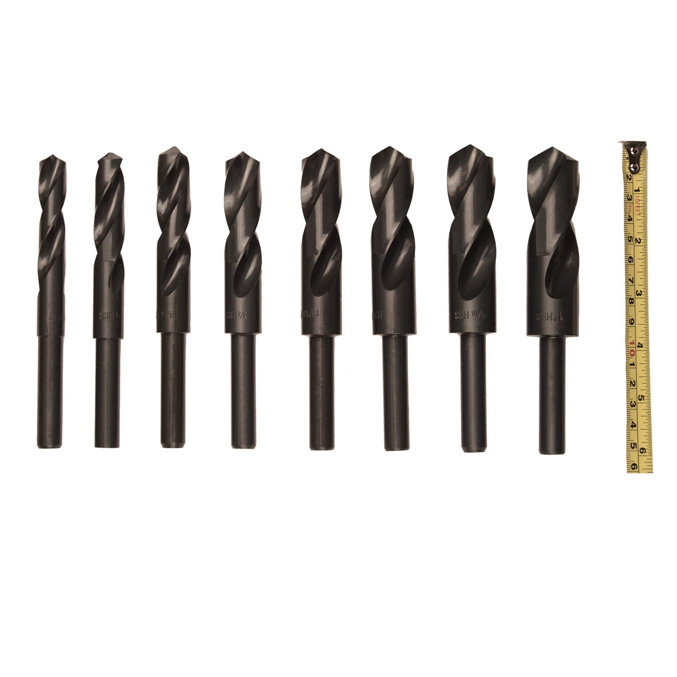 8pc Jumbo Silver& Deming Drill Bit Set 1/2" Inch Industrial Large 9/16" to 1"
