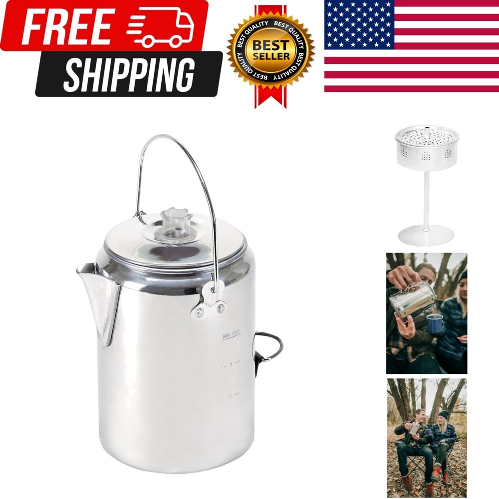 Aluminum Percolator Coffee Pot with Wire Handle