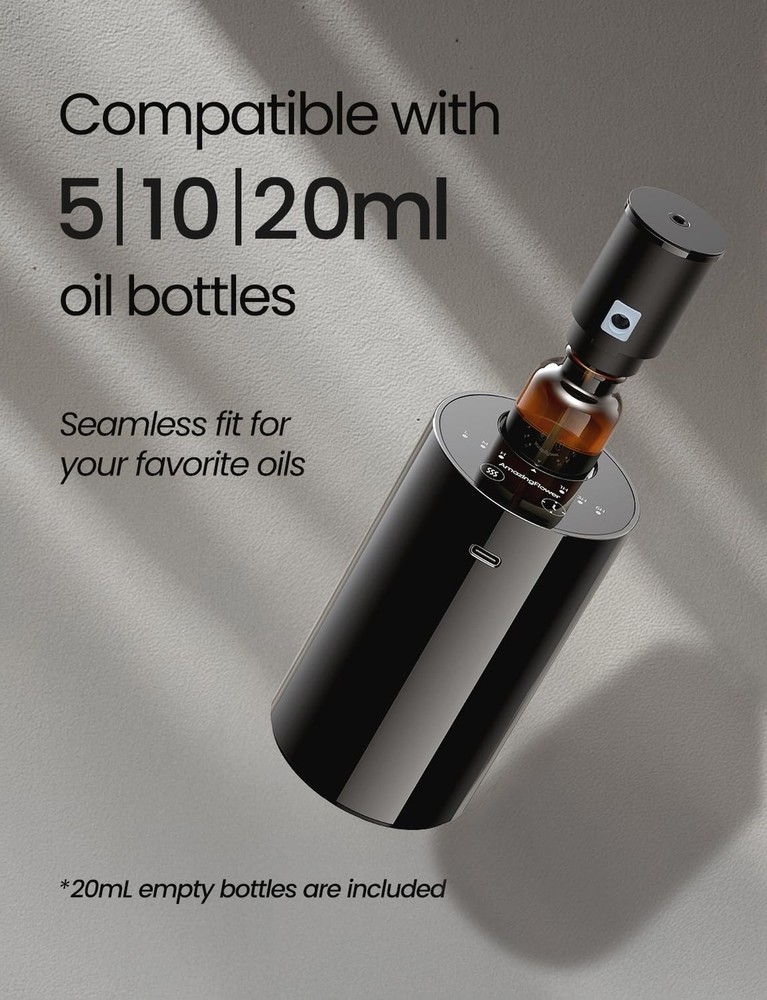 Waterless Essential Oil Diffuser, Portable Aromatherapy Diffuser with 20mL Ca...