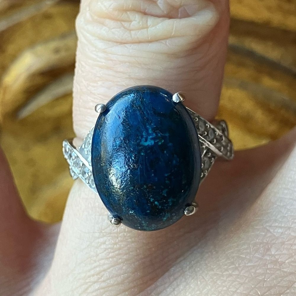 Natural Shadowkite Sterling Silver Ring Size 6