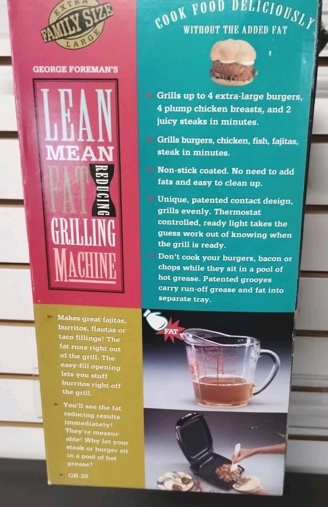 1995 George Foreman Lean Mean Grilling Machine White New