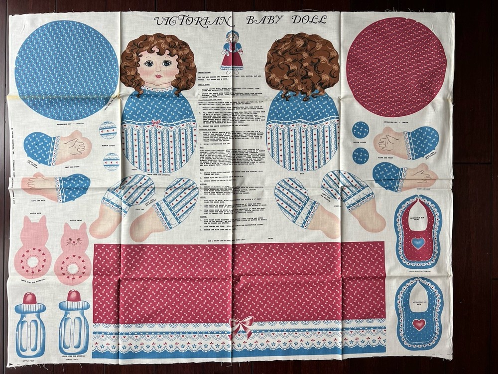 Victorian Doll Pattern, Cut & Sew Panel, Vintage Fabric, Spring Industries, 6559