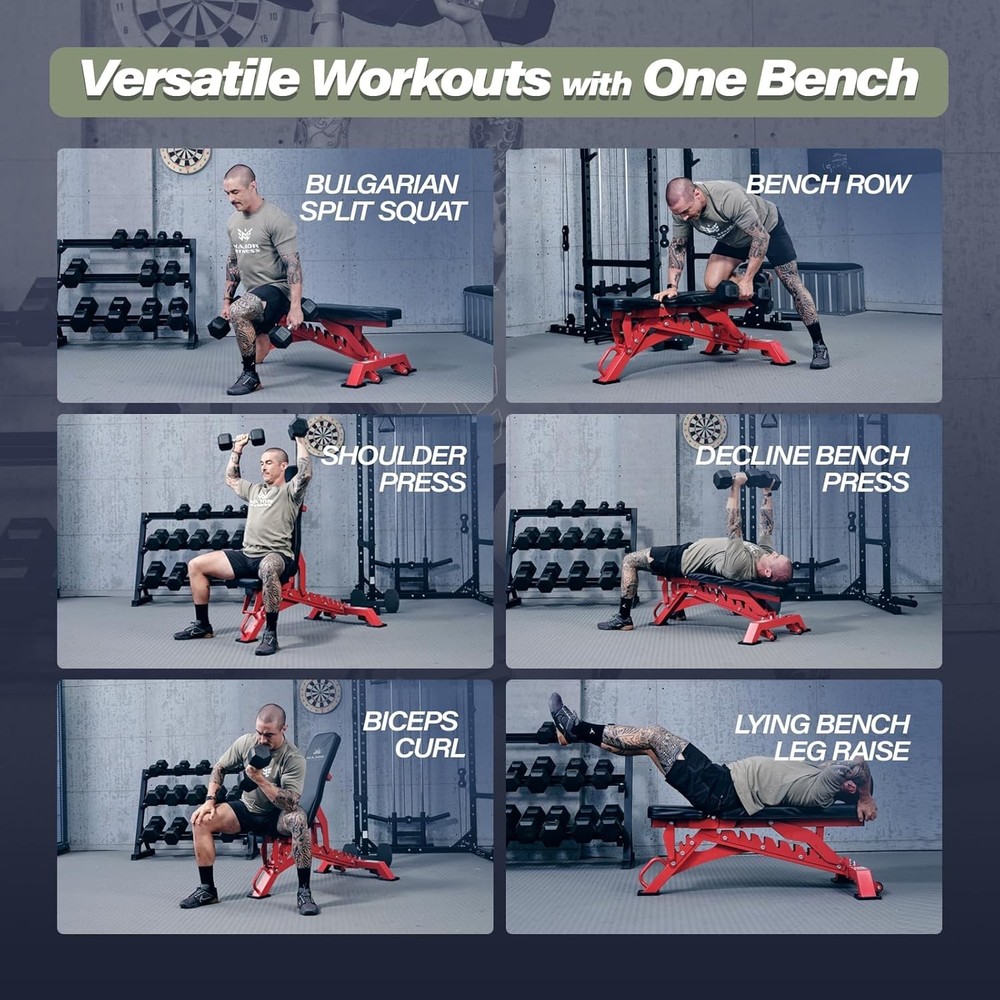 Versatile Adjustable Workout Bench, 32 Positions for Strength Training & Comfort