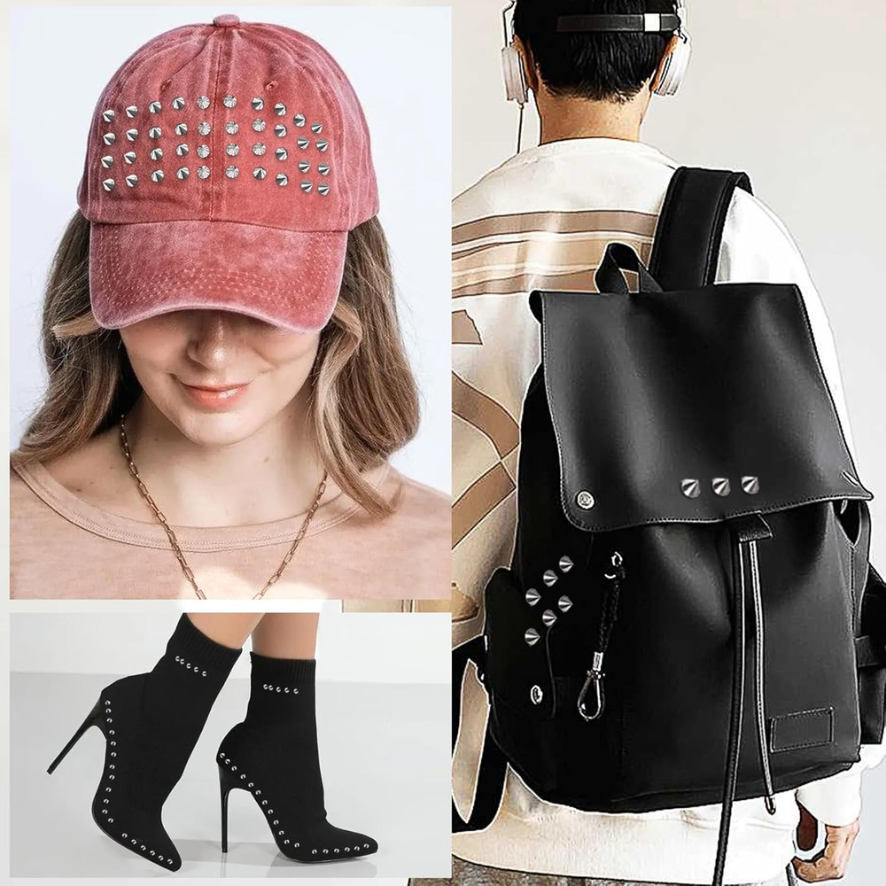 100Pcs Bullet Spike Cone Studs, ABS Flat Back Punk Spikes, Bullet Shaped Rivets