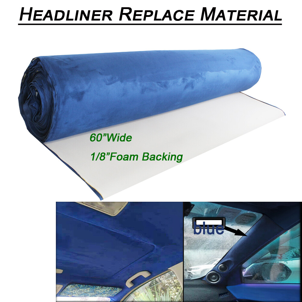 Suede Headliner Fabric Foam Backing Material Blue For Replacement Renovate