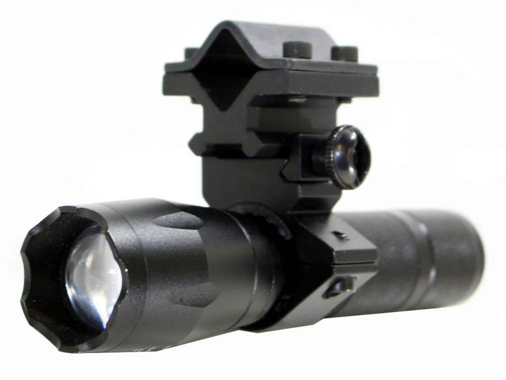 Trinity 1200 lumen strobe flashlight with mount for ruger 10-22 hunting optics.