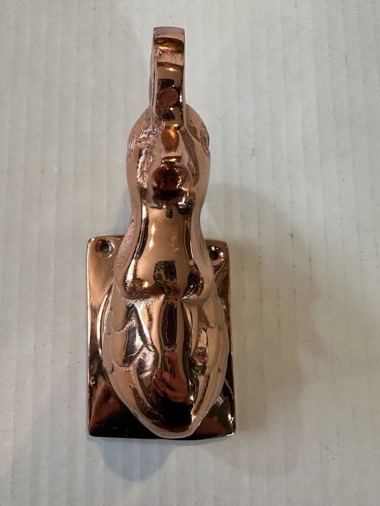 Solid Copper Rooster Head Hook Wall Mount Towel Apron Holder 6" Farmhouse Decor