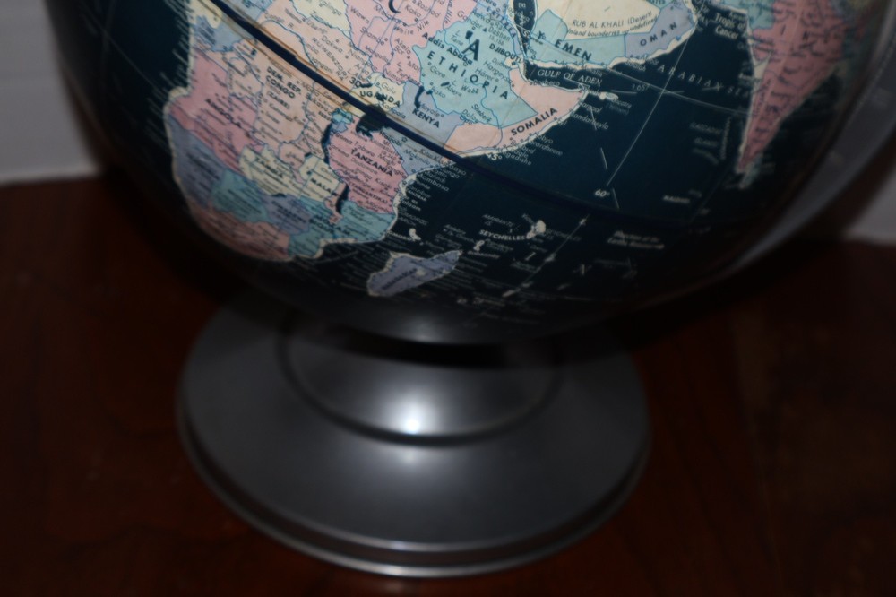 Vintage Replogle 12 Inch Midnight Globe With Silver Base Excellent Condition