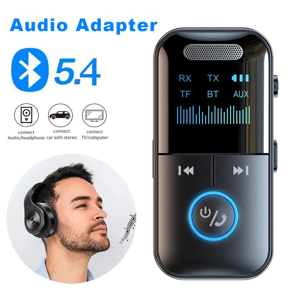 Bluetooth 5.4 Transmitter Receiver Wireless 2in1 Audio 3.5mm Jack Aux Adapter US