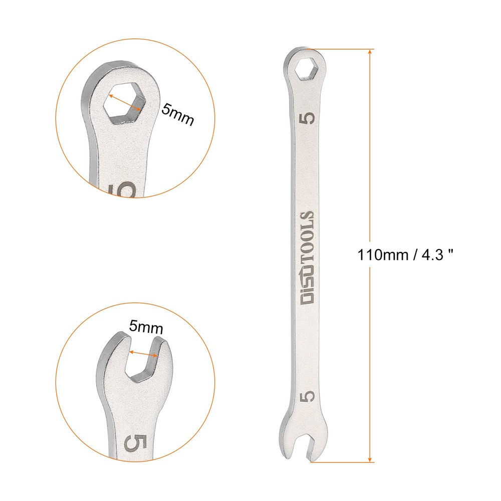 2pcs Thin Combination Wrench 5mm Metric 6-Point 15 Degree Offset Wrenches