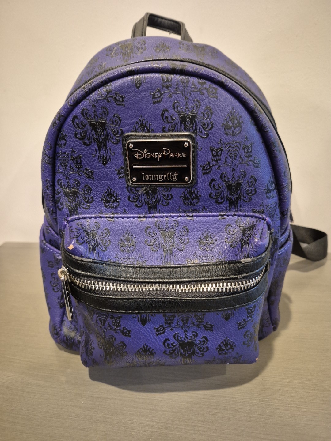 Disney Parks Loungefly, Haunted Mansion Mini Backpack Dark Purple/Black ￼