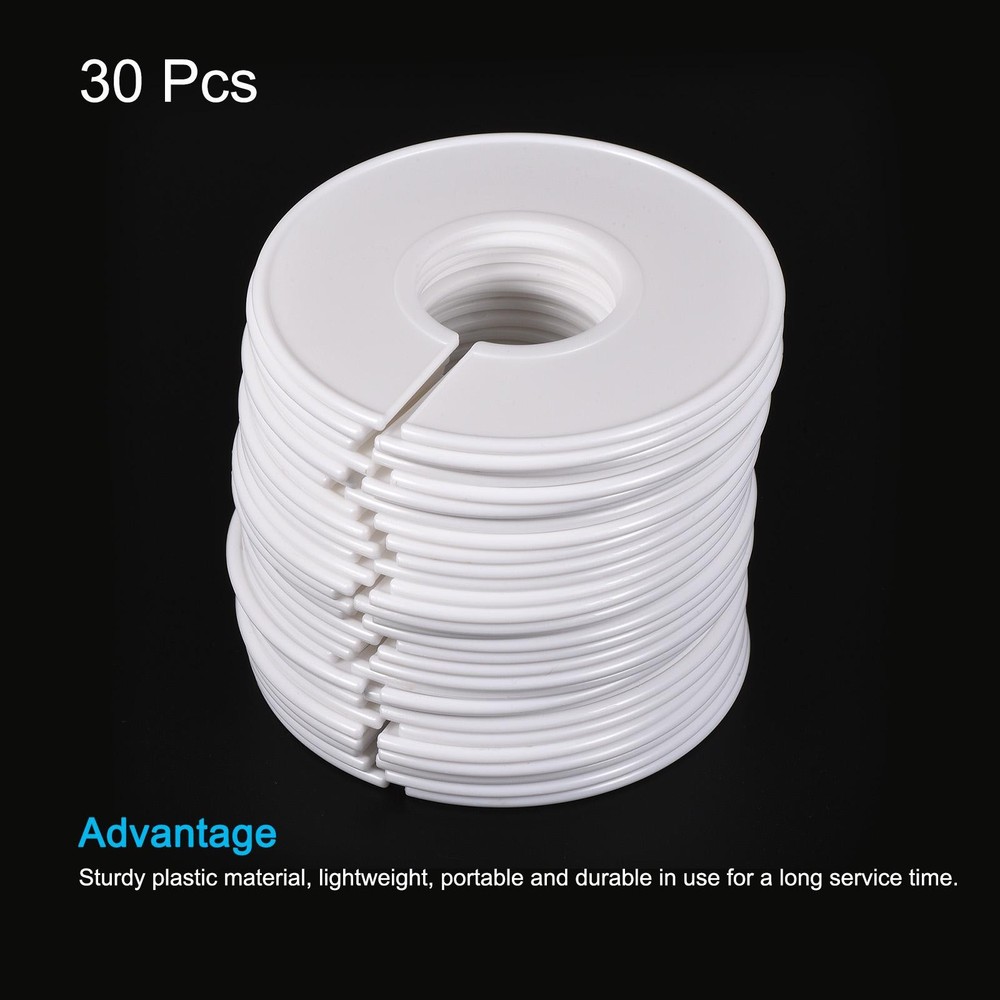 Clothes Dividers 30pcs Reusable Wardrobe Separator Round Hook White