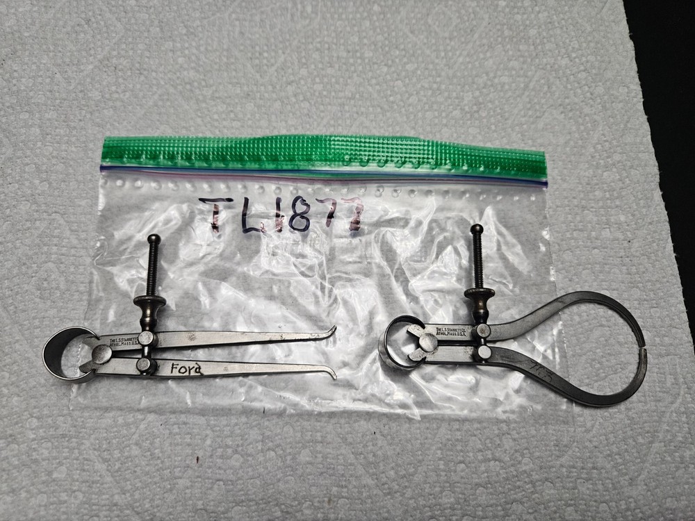 2- LS STARRETT 3" FLAT LEG SPRING JOINT INSIDE & OUTSIDE CALIPERS (TL1877)