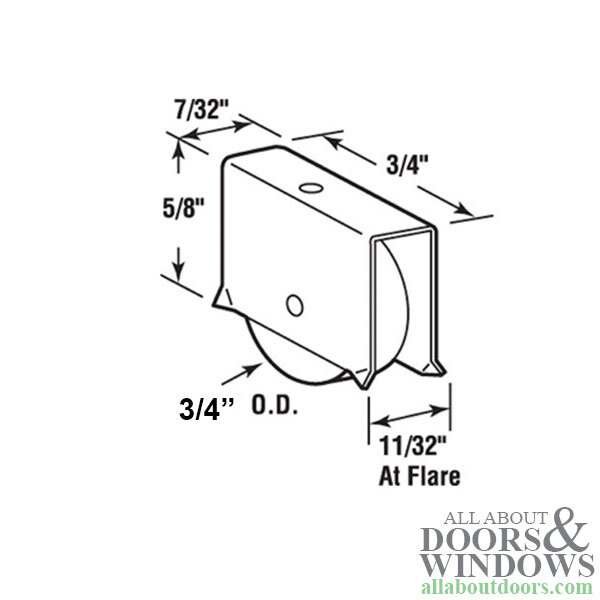 Roller Assembly (Flat) 3/4" Dia - Sliding Windows, Showcase / Storm - Steel / N