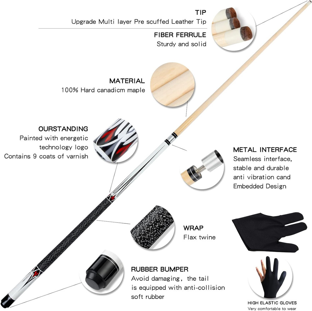 Taco de billar de arce de 58 pulgadas