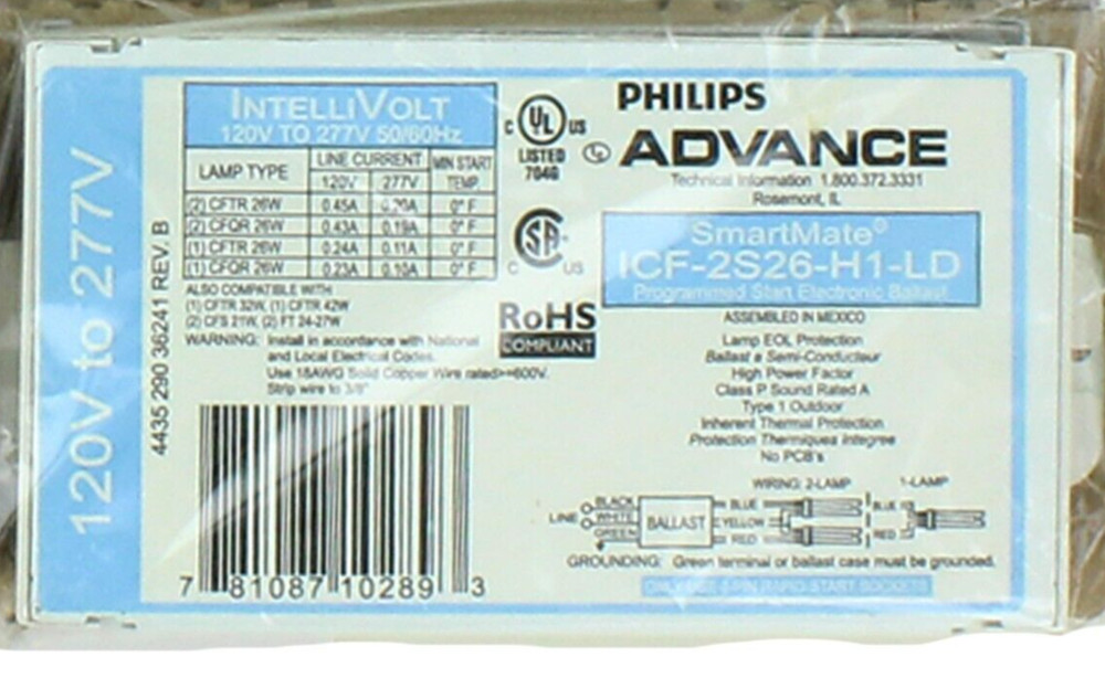 PHILIPS ADVANCE SMARTMATE ® ICF-2S26-H1-LD ELECTRONIC COMPACT BALLAST