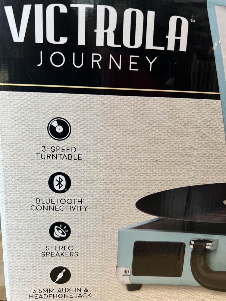 Victrola The Journey Suitcase Record Player Turquoise Open Box