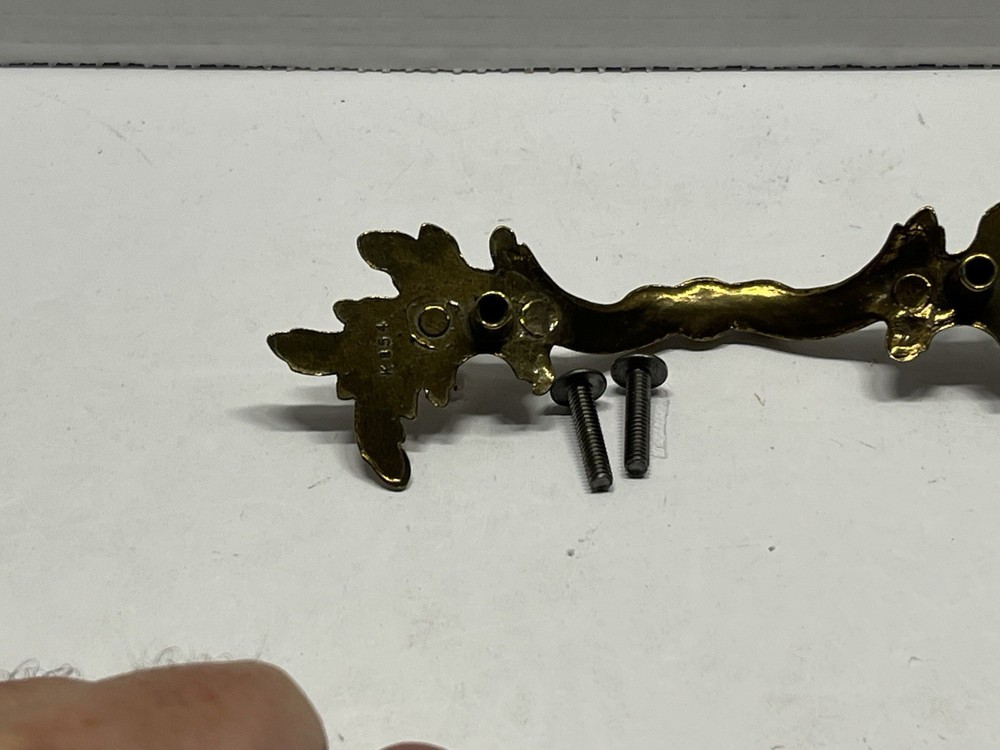 Vintage NOS KBC #K854 Decorative Brass Plated Fixed Drawer Pull