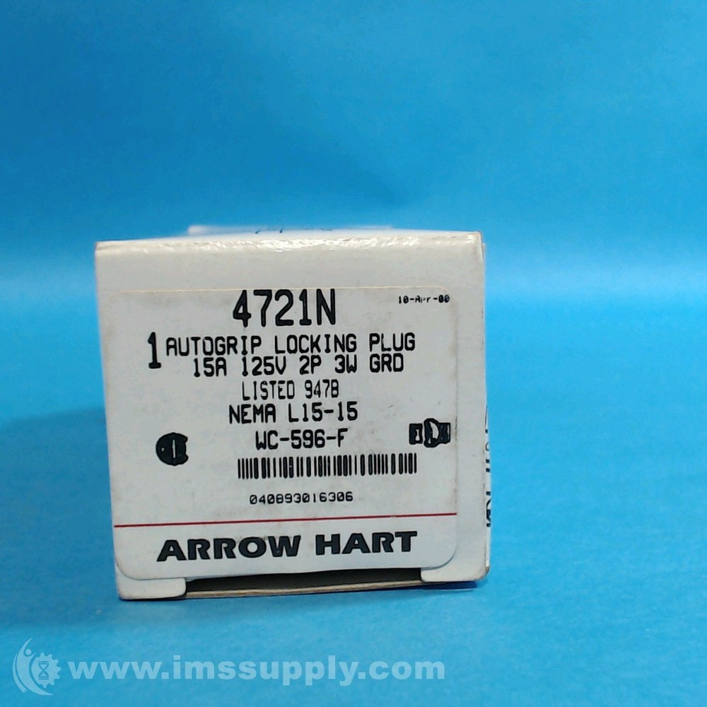 Cooper Arrow Hart 4721N AutoGrip Locking Plug Connector 15A FNFP