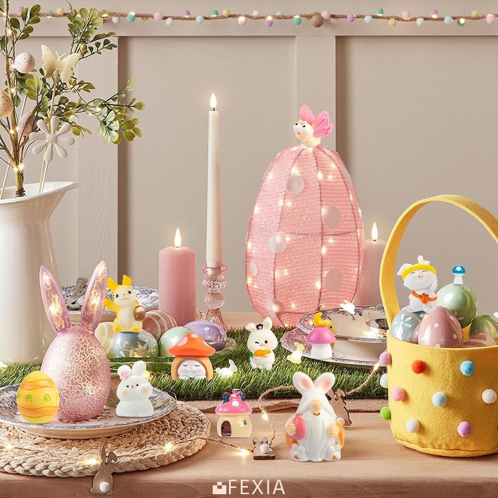 Delightful Easter Resin Figurines 30Pcs - Durable Miniatures for Festive Fun
