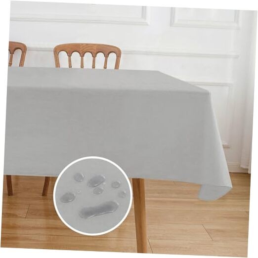 Vinyl Tablecloth with Flannel Backing for 84" x 60" (Rectangular) Light Grey