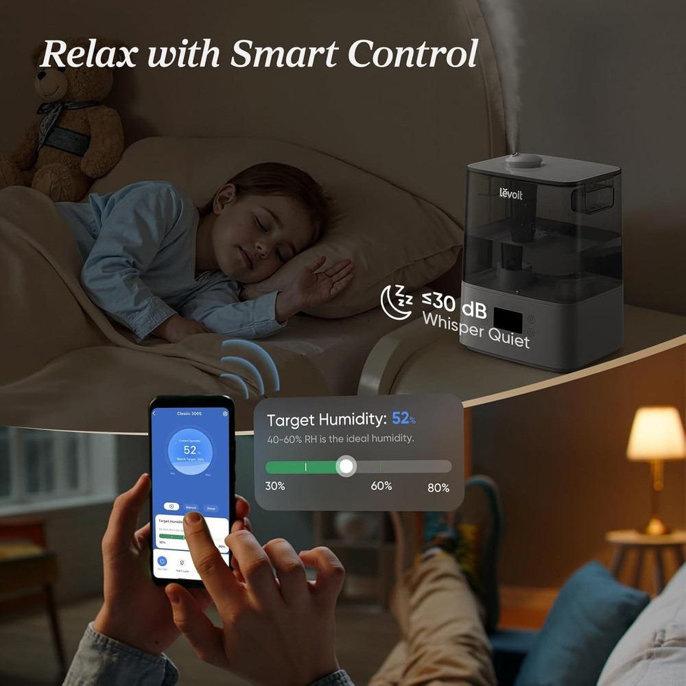6L Smart Humidifier & Diffuser for Baby and Plants - Whisper-Quiet Operation