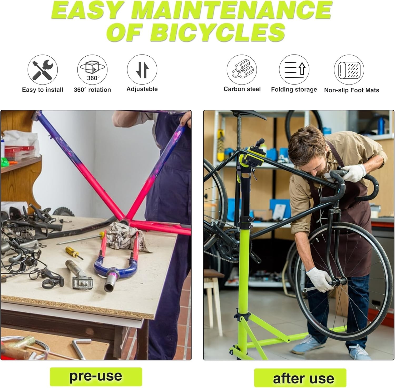 E Bike Stand Repair (Max 132 lbs) - Foldable Bicycle Repair Stand for E-bikes