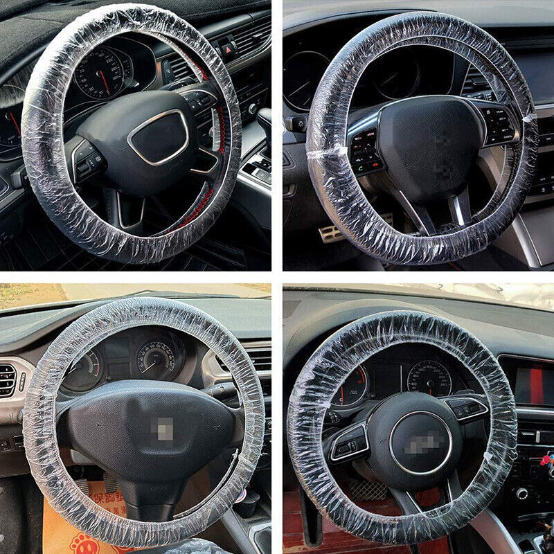 Universal Disposable Plastic Car Steering Wheel Cover Elastic Protective Covers