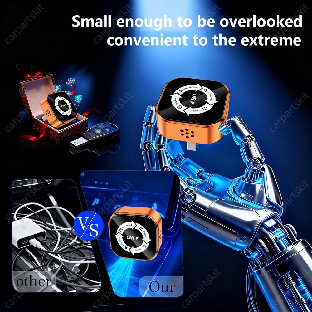 4-in-1 Wireless CarPlay Android Auto Adapter - Screen Mirror Link AirPlay