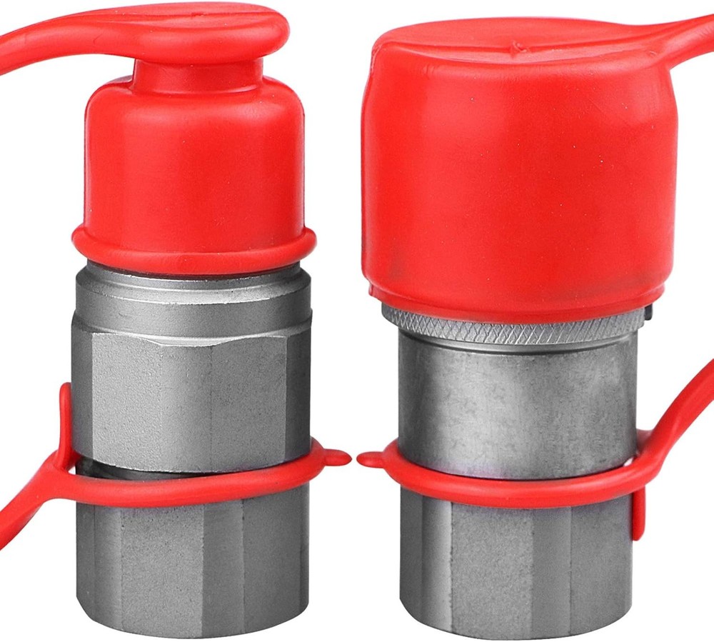 Skid Steer 1/2" ISO 16028 Body + SAE Thread, Red, Silver