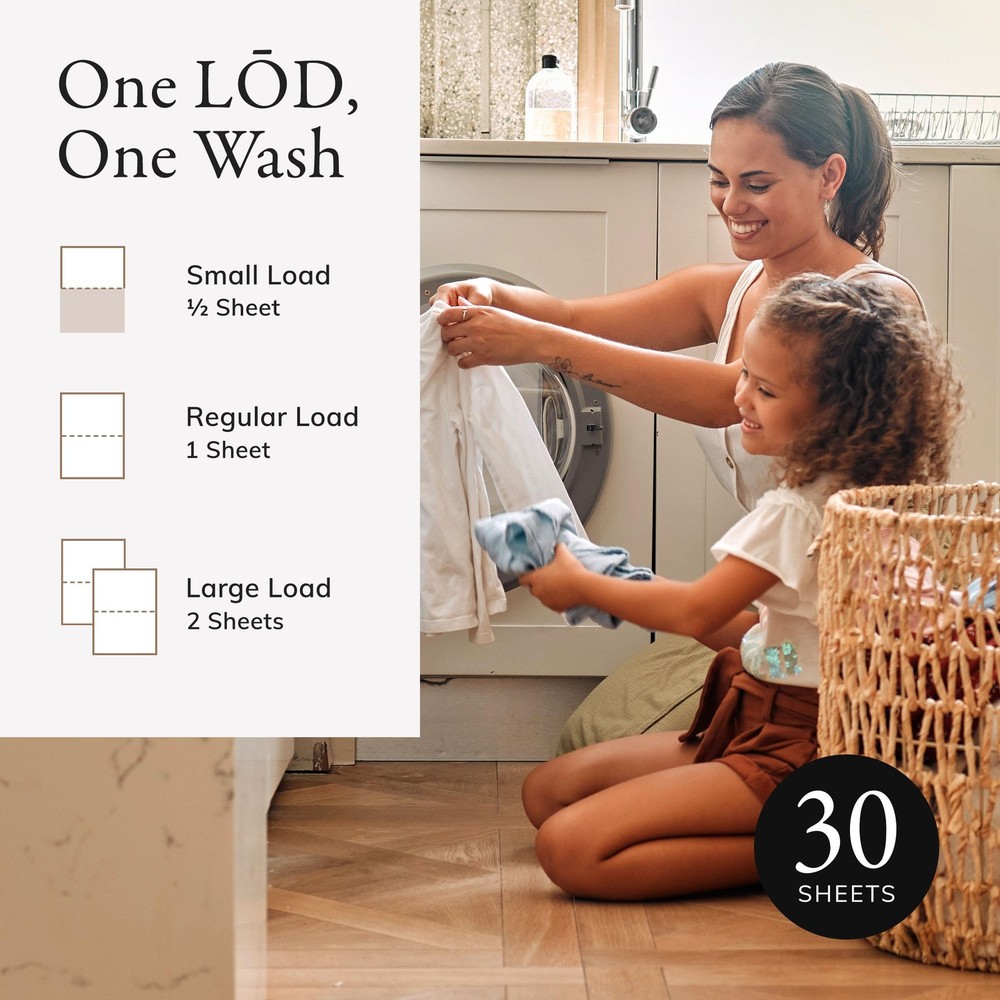 LŌD Laundry Sheets | Detergent For 1 Count (Pack of 30)