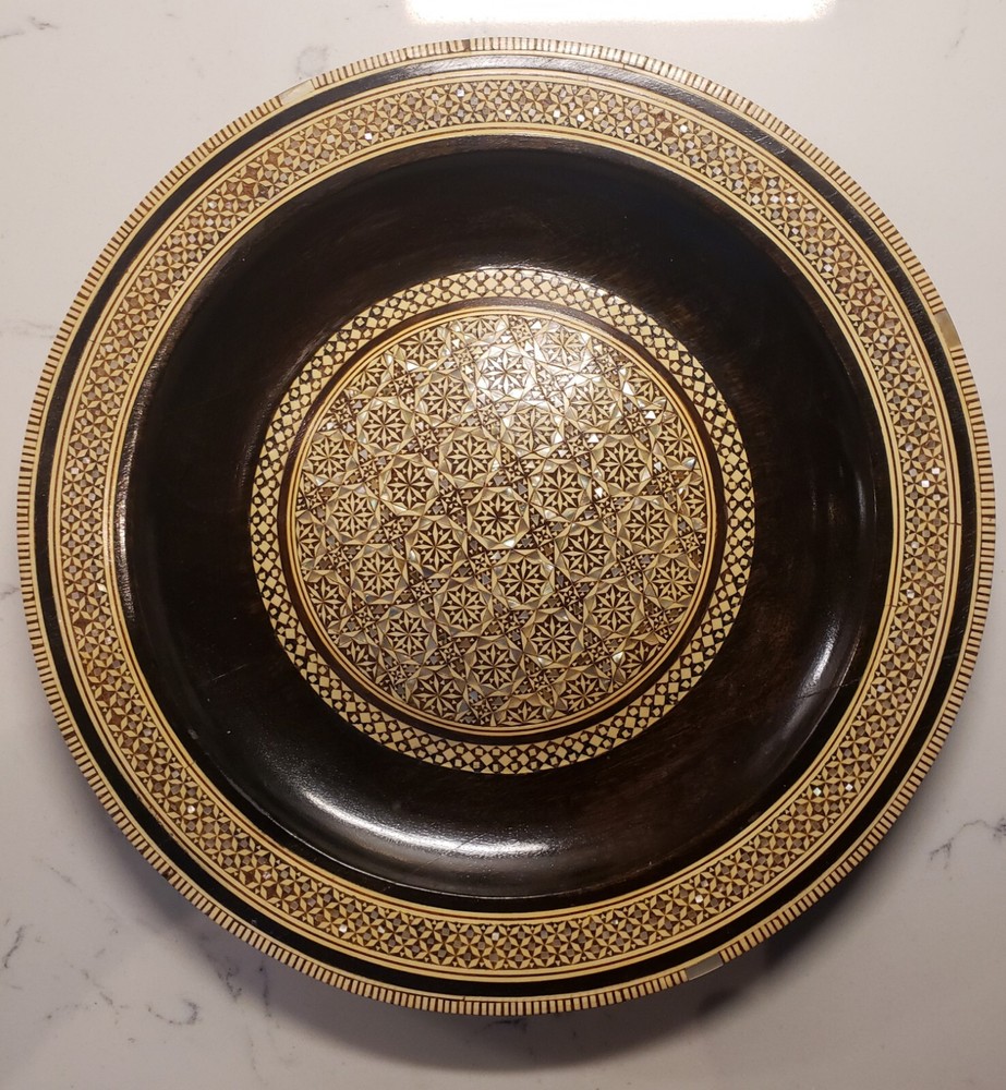 Middle Eastern micro mosaic wood wall  plate