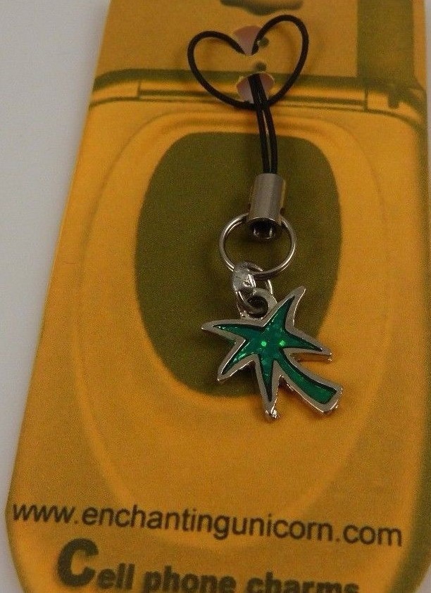 Palm tree green cell phone charm or purse charm strap
